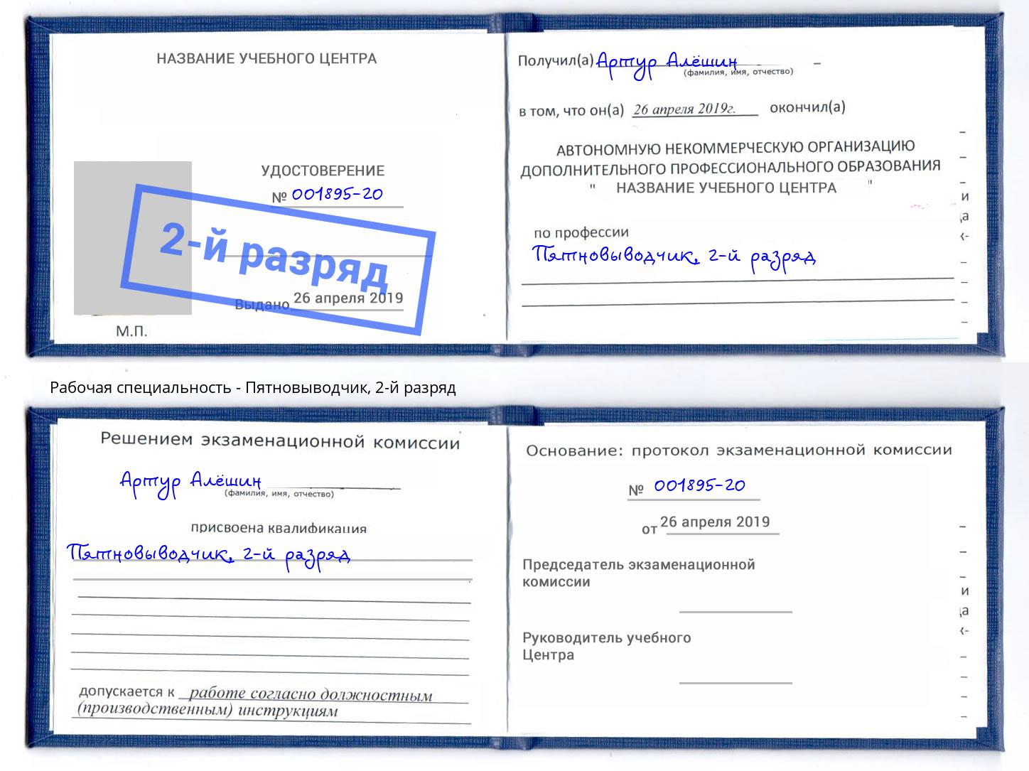 корочка 2-й разряд Пятновыводчик Белая Калитва