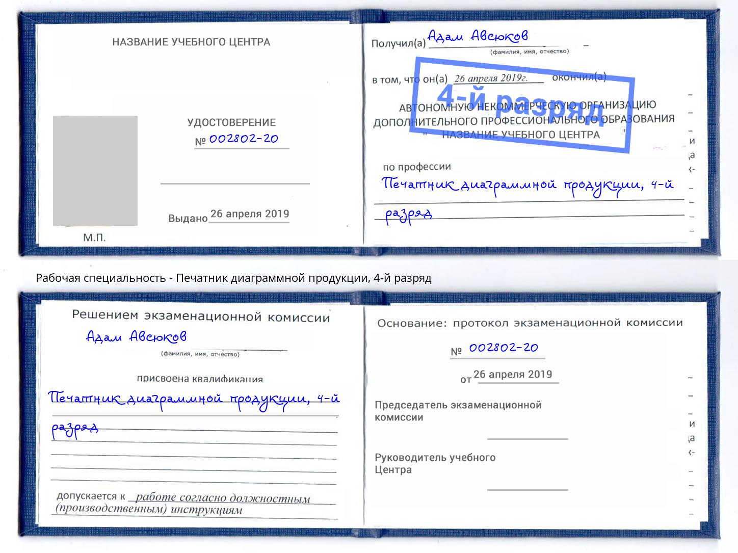 корочка 4-й разряд Печатник диаграммной продукции Белая Калитва