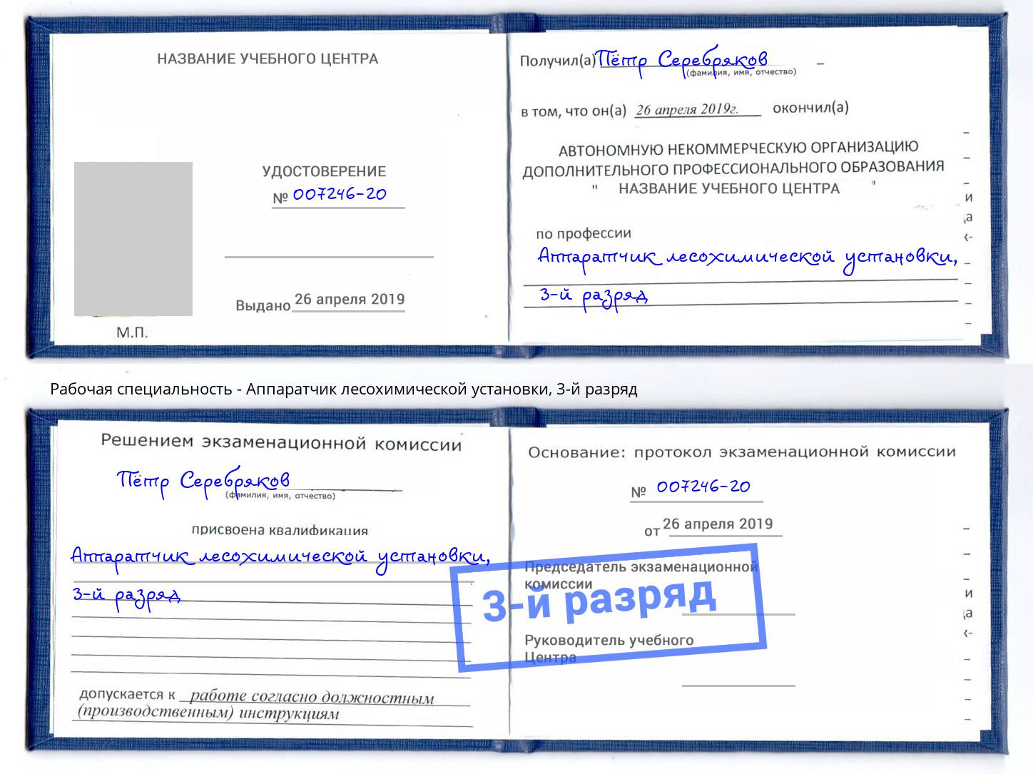 корочка 3-й разряд Аппаратчик лесохимической установки Белая Калитва